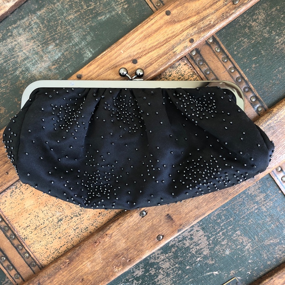 Express silk and beaded clutch